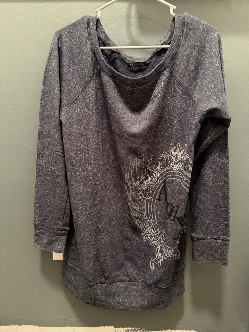 Armani Exchange Navy Heather Graphic Pullover
